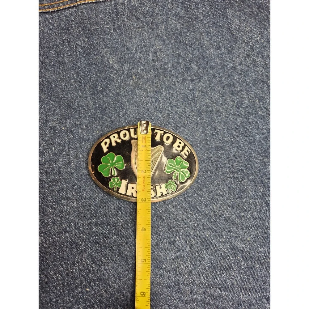 Proud to be Irish 4-Leaf Clover Harp Enamel Belt Buckle